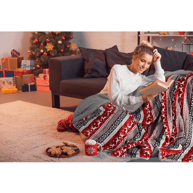 Casa si Gradina - Textile si covoare - Pături și cuverturi - Pături - Patura cu doua fete imitatie miel, motiv iarna, 150x200, RENIFE - Infinity.ro