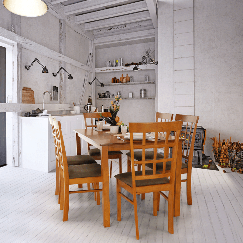 Casa si Gradina - Mobilier - Seturi de mobilier - Seturi mese si scaune - Set dining 1+6, cires, GRID NEW - Infinity.ro