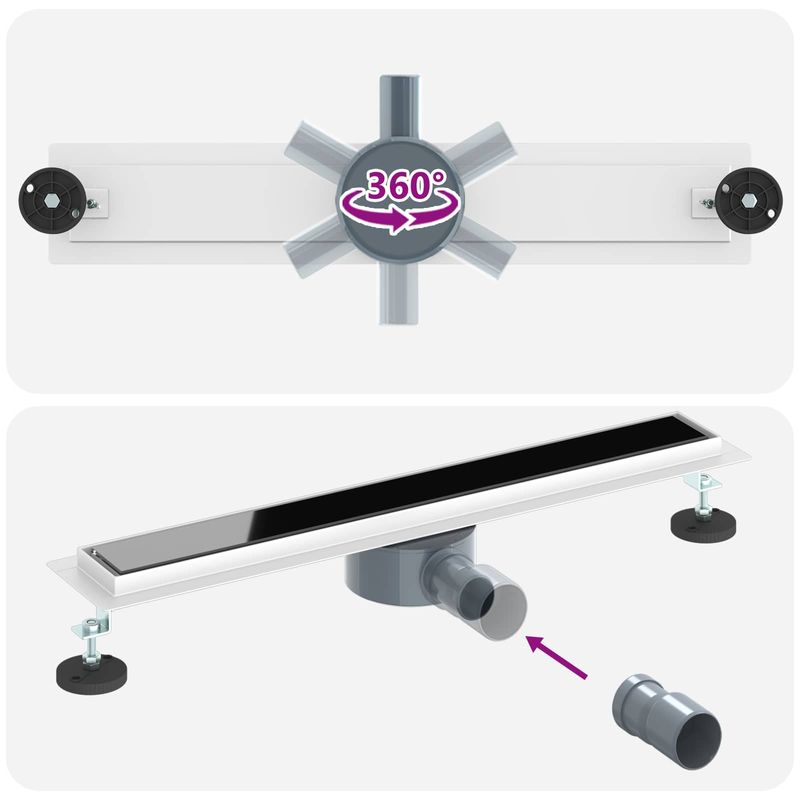 Casa si Gradina - Constructii - Materiale constructii - Sisteme de scurgere - Scurgere pentru dus cu capac din sticla si sifon de 360° 60 cm - Infinity.ro