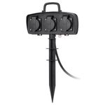 Casa si Gradina - Electrice - Accesorii electrice - Prelungitoare, triple, fise - Prelungitor pe picior pentru gradina, cu capac, 3 prize, se poate utiliza in exterior, IP 44, 1.5M, 3680W, 16A, Negru - Infinity.ro