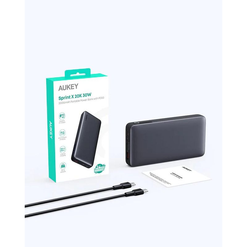Laptop, Telefoane si Tablete - Telefoane mobile si accesorii - Accesorii Telefoane - Baterii externe - Powerbank 20000mAh, Aukey, PB-Y42, 30W PD, 3 porturi, negru, 146x74x23mm - Infinity.ro