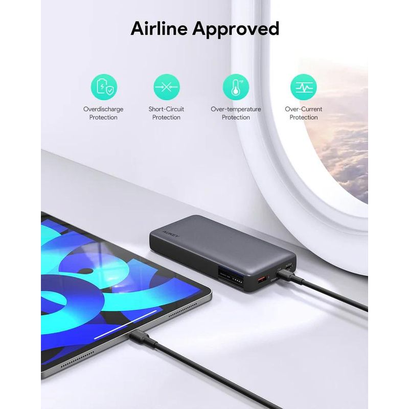 Laptop, Telefoane si Tablete - Telefoane mobile si accesorii - Accesorii Telefoane - Baterii externe - Powerbank 20000mAh, Aukey, PB-Y42, 30W PD, 3 porturi, negru, 146x74x23mm - Infinity.ro