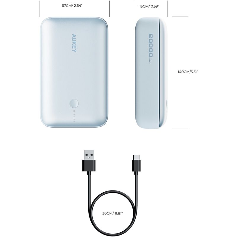 Laptop, Telefoane si Tablete - Telefoane mobile si accesorii - Accesorii Telefoane - Baterii externe - Acumulator extern AUKEY PB-Y57, 20.000mAh 22.5W, Blue - Infinity.ro