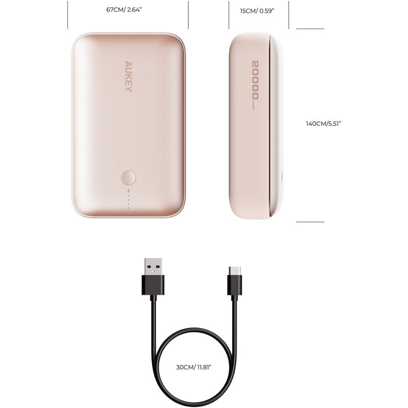 Laptop, Telefoane si Tablete - Telefoane mobile si accesorii - Accesorii Telefoane - Baterii externe - Acumulator extern AUKEY PB-Y57, 20.000mAh 22.5W, Pink - Infinity.ro