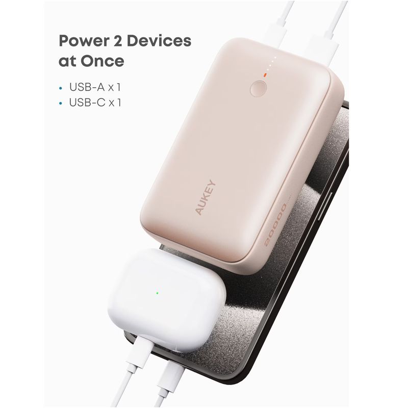 Laptop, Telefoane si Tablete - Telefoane mobile si accesorii - Accesorii Telefoane - Baterii externe - Acumulator extern AUKEY PB-Y57, 20.000mAh 22.5W, Pink - Infinity.ro