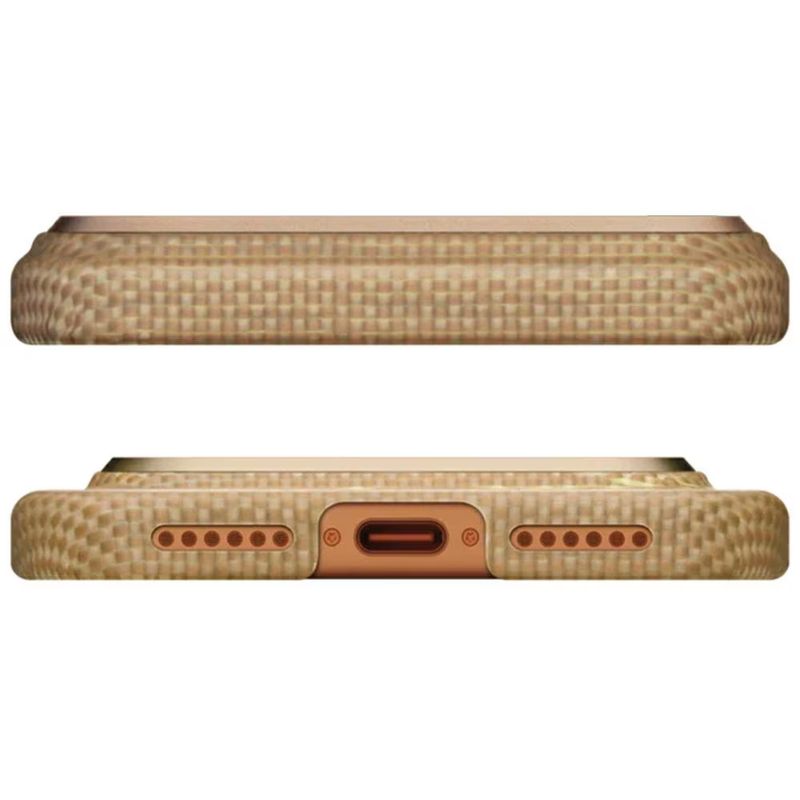 Laptop, Telefoane si Tablete - Telefoane mobile si accesorii - Accesorii Telefoane - Huse telefoane - Carcasa PITAKA Ultra-Slim cu MagSafe compatibila cu iPhone 17 Pro Max, Golden Glint - Infinity.ro