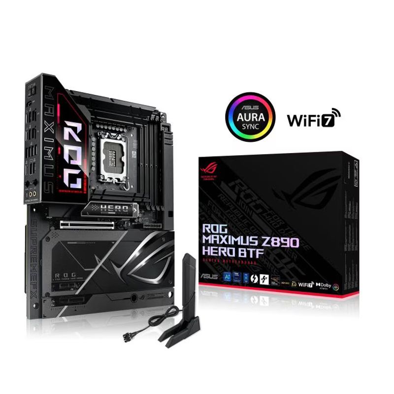 PC, gaming si accesorii - Componente PC - Componente - Placi de baza - Placa de baza, ASUS, ROG MAXIMUS Z890 HERO BTF, Intel Z890, 4xDDR5, 256GB, ATX, RGB - Infinity.ro