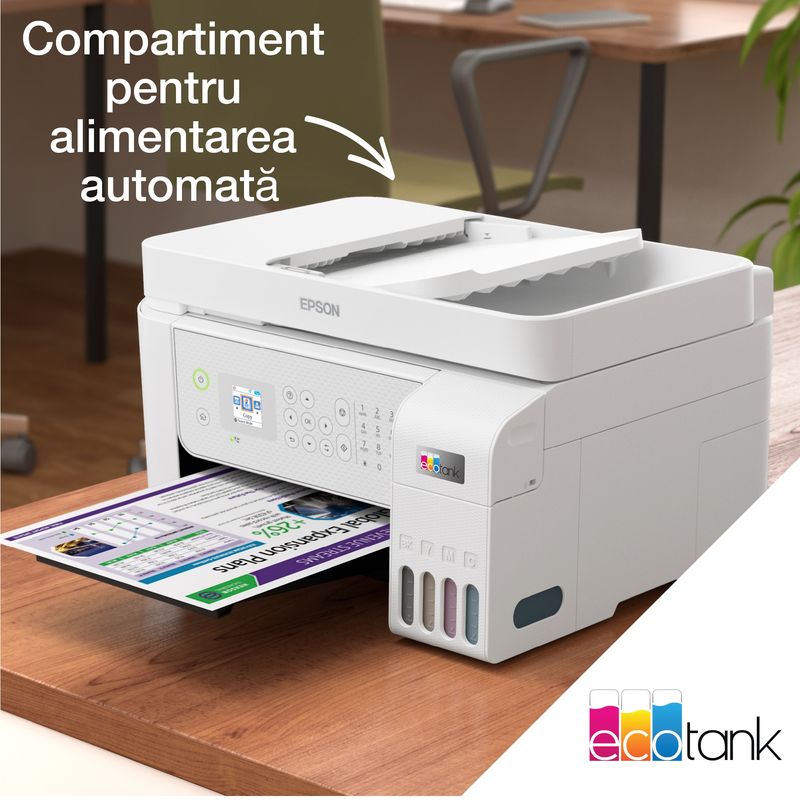 PC, gaming si accesorii - Imprimante, scanere & consumabile - Imprimante - Imprimante si multifunctionale - Multifunctional Inkjet color CISS Epson EcoTank L5316, A4, 10 ppm, USB, Retea, Wireless Alb - Infinity.ro