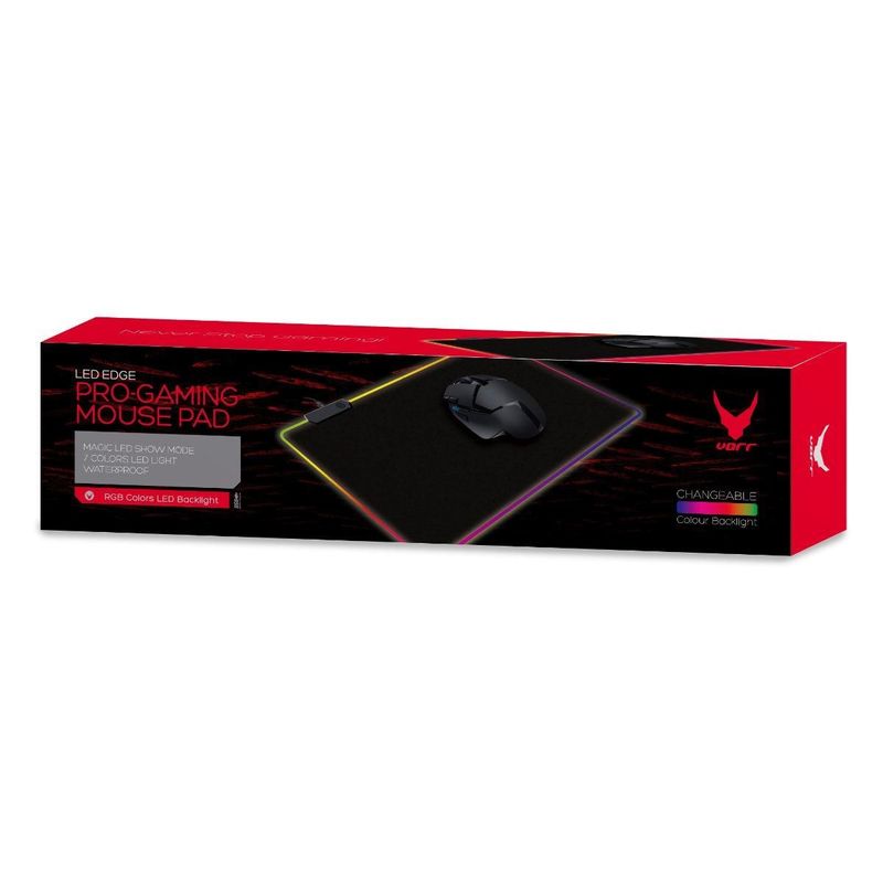PC, gaming si accesorii - Periferice PC - Mousepad - Mousepad Pro-Gaming VARR 44888, RGB Led Edge, rezistent la apa, 250x300x4mm, negru - Infinity.ro
