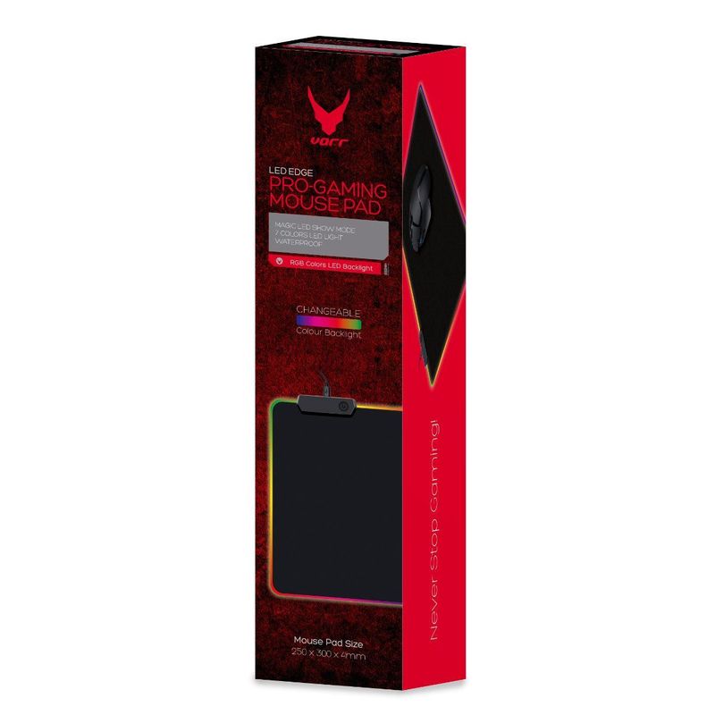 PC, gaming si accesorii - Periferice PC - Mousepad - Mousepad Pro-Gaming VARR 44888, RGB Led Edge, rezistent la apa, 250x300x4mm, negru - Infinity.ro