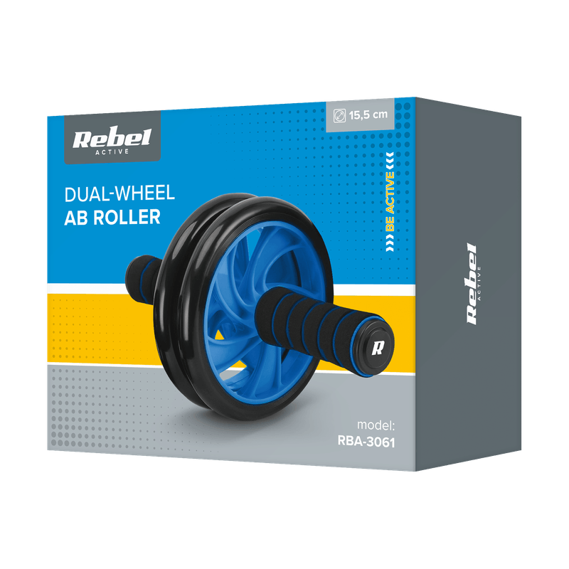 Sport si Outdoor - Accesorii si echipamente sportive - Alte accesorii sportive - Rola pentru exercitii AB Wheel AB-2, polipropilena, 15,5cm, 16,4x33,4cm, 100kg, negru/albastru - Infinity.ro