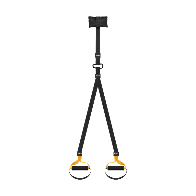 Sport si Outdoor - Fitness - Accesorii fitness - Benzi elastice fitness - Set accesorii fitness, Tasmy TRX P3-1, 2x150cm, 500kg, negru/galben - Infinity.ro