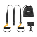 Sport si Outdoor - Fitness - Accesorii fitness - Benzi elastice fitness - Set accesorii fitness, Tasmy TRX P3-1, 2x150cm, 500kg, negru/galben - Infinity.ro