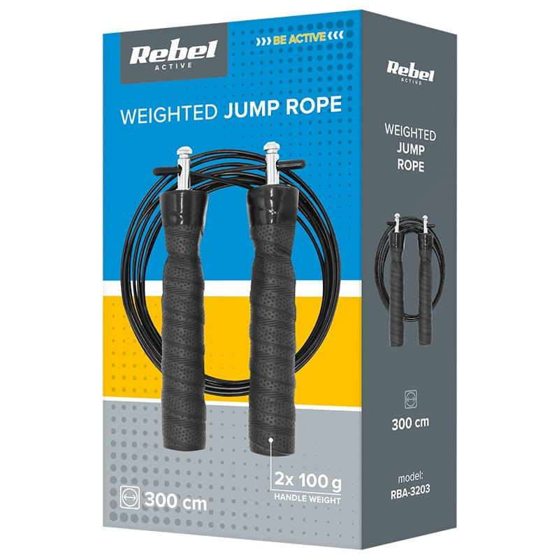 Sport si Outdoor - Fitness - Aparate fitness - Accesorii aparate fitness - Coarda sarituri Rebel Active RBA-3203, 3m - Infinity.ro