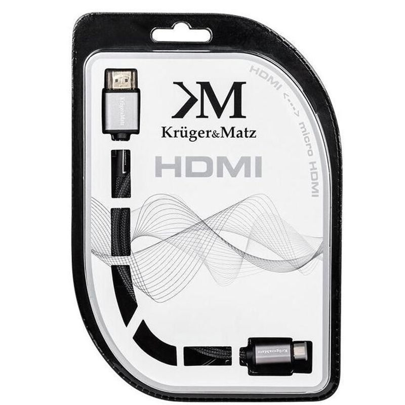 TV, Audio-Video si Foto - Accesorii TV si audio - Cabluri si adaptoare audio - Cablu 2.0 HDMI la micro HDMI D 1.8m Profesional Kruger&Matz - Infinity.ro