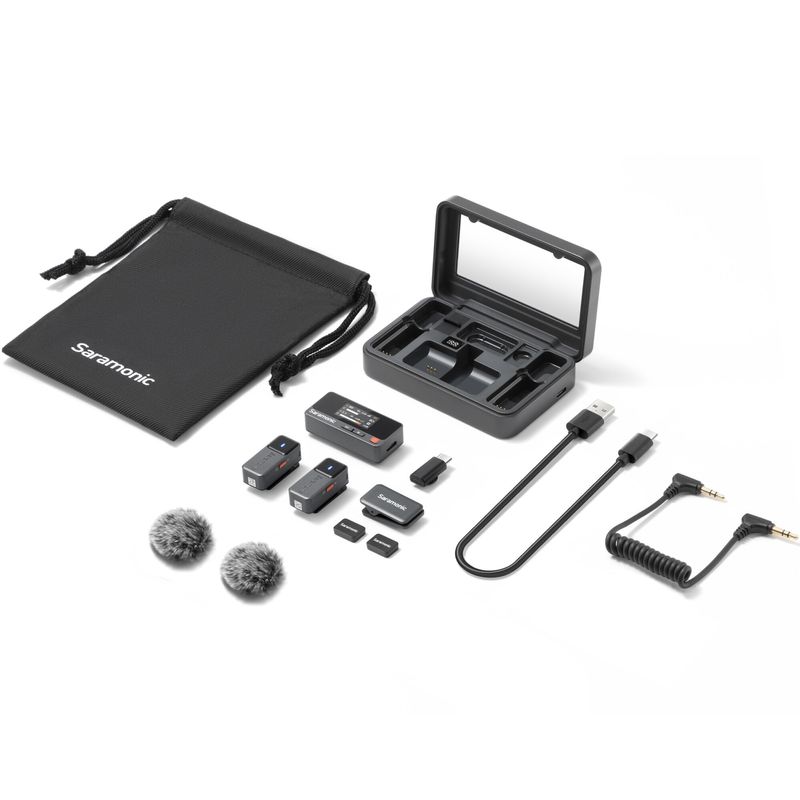 TV, Audio-Video si Foto - Accesorii TV si audio - Microfoane - Kit Microfon wireless Saramonic Air, 2x microfon, 1x receptor, Wireless, Type-C, 3.5mm TRS, Carcasa incarcare - Infinity.ro