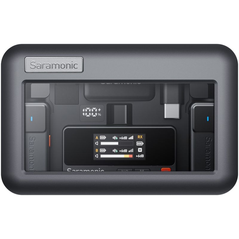 TV, Audio-Video si Foto - Accesorii TV si audio - Microfoane - Kit Microfon wireless Saramonic Air, 2x microfon, 1x receptor, Wireless, Type-C, 3.5mm TRS, Carcasa incarcare - Infinity.ro