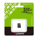 TV, Audio-Video si Foto - Aparate foto si accesorii - Accesorii foto si video - Carduri memorie - Card Kingston Technology 512GB micSDXC Canvas Select Plus Gen3 150R A1 Single Pack w/o ADP - Infinity.ro