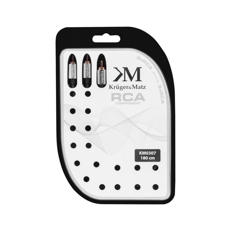 TV, Audio-Video si Foto - Audio Hi-Fi - Accesorii Audio Hi-Fi - Cablu audio, Kruger&Matz, 3 x RCA - 3 x RCA, 1.8 m, Negru - Infinity.ro