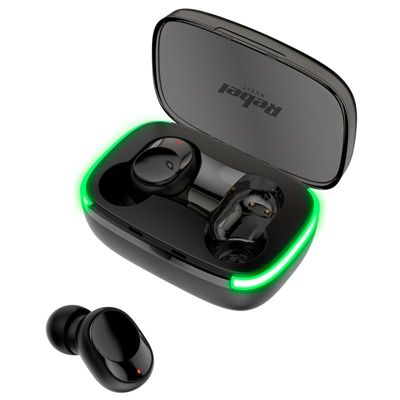 TV, Audio-Video si Foto - Portabile audio - Casti audio - Casti wireless TWS-Y60, Rebel, Bluetooth 5.3, Negru - Infinity.ro