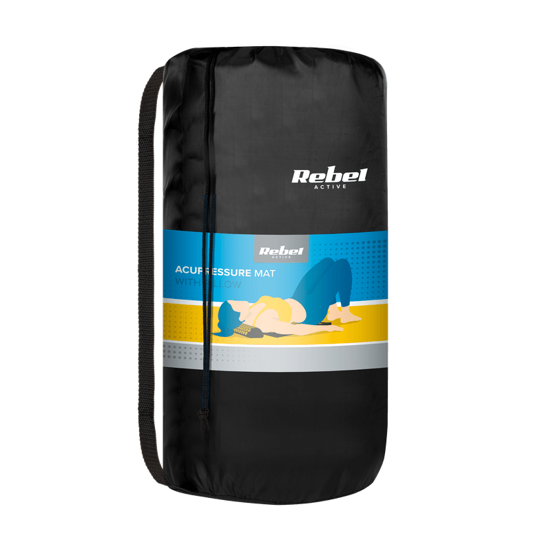 Sport si Outdoor - Fitness - Aparate fitness - Accesorii aparate fitness - Covor de acupresura cu pernuta, Rebel Active, 72x42cm, 210 rozete, 54 rozete pe pernuta, gri - Infinity.ro