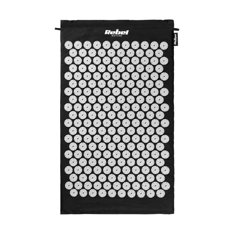 Sport si Outdoor - Fitness - Aparate fitness - Accesorii aparate fitness - Covor de acupresura cu pernuta, Rebel Active, 72x42cm, 210 rozete, 54 rozete pe pernuta, gri - Infinity.ro