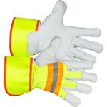 Casa si Gradina - Constructii - Echipamente de lucru - Manusi protectia muncii - Manusi poliester/piele, reflectorizante, alb si galben, marimea 10/XL, Strend Pro Janus - Infinity.ro