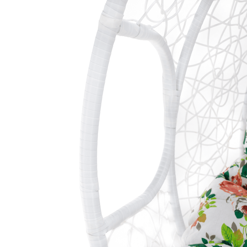 Casa si Gradina - Gradina si terasa - Mobilier exterior - Scaune si sezlonguri gradina - Scaun agatat dublu, alb/model floral, DALVEA 2 NEW - Infinity.ro