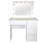 Casa si Gradina - Mobilier - Comode si corpuri - Masute de toaleta - Masa de toaleta/machiaj, Irina, alba, cu oglinda si LED-uri, 94x43x141 cm - Infinity.ro