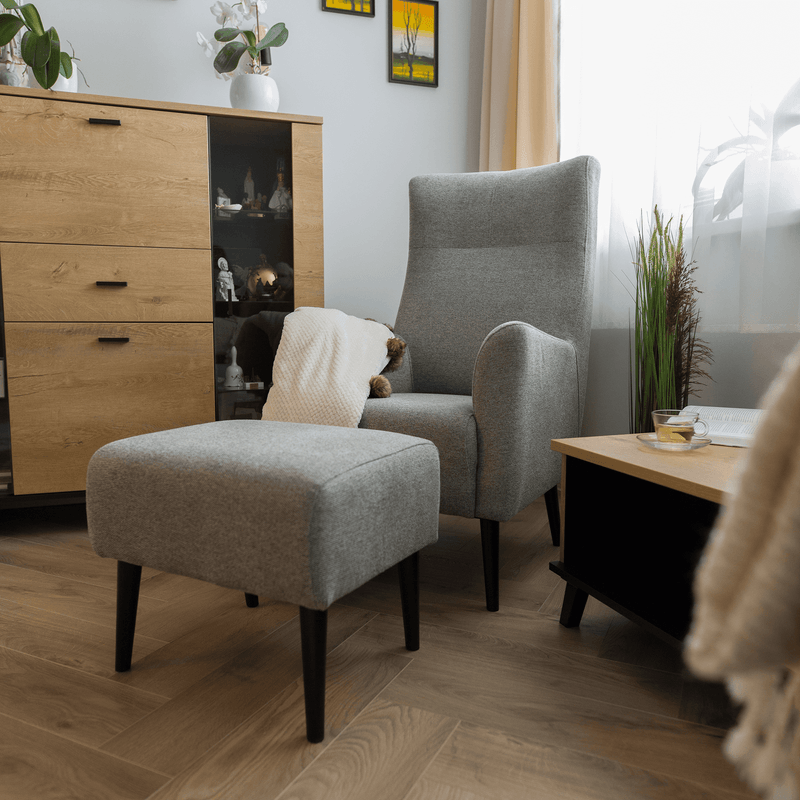 Casa si Gradina - Mobilier - Scaune si fotolii - Fotolii - Fotoliu cu urechi, gri/ negru, SAMY - Infinity.ro