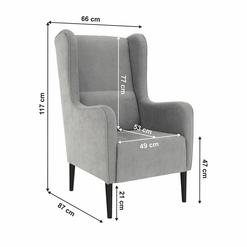 Casa si Gradina - Mobilier - Scaune si fotolii - Fotolii - Fotoliu aripi, gri/negru, BREDLY - Infinity.ro