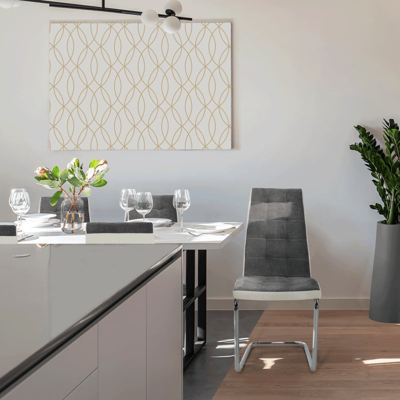 Casa si Gradina - Mobilier - Scaune si fotolii - Scaune - Scaun bucatarie, material textil gri inchis/piele ecologica alba/crom, SALOMA NEW - Infinity.ro