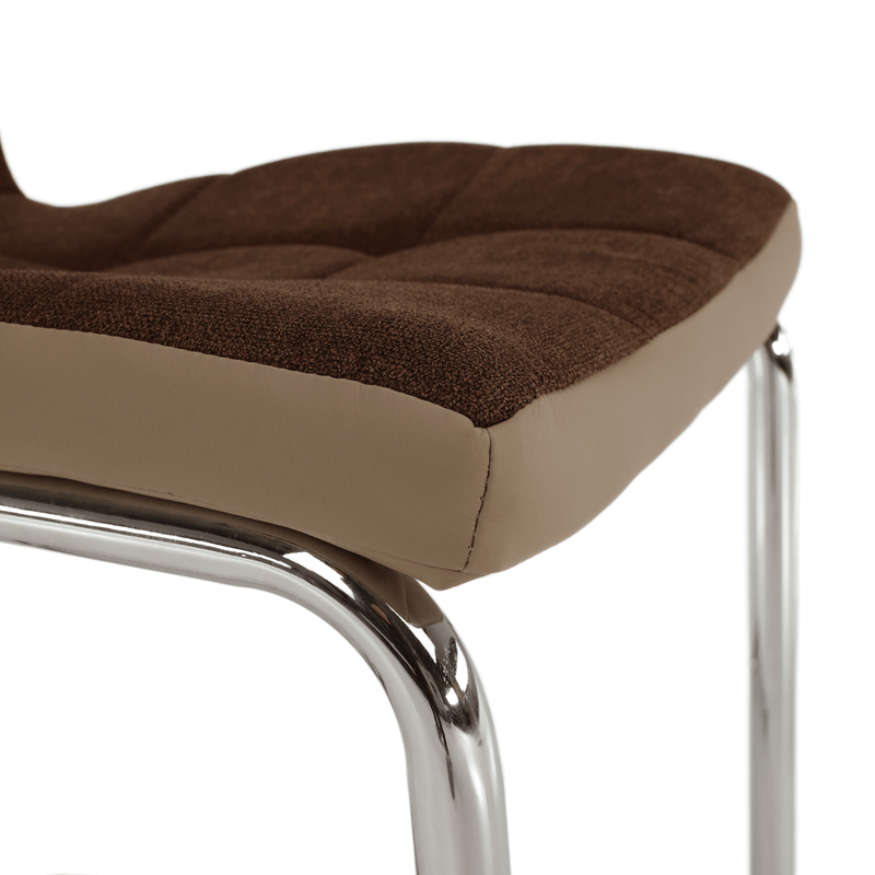 Casa si Gradina - Mobilier - Scaune si fotolii - Scaune - Scaun bucatarie, material textil maro/piele ecologica bej/crom, SALOMA NEW - Infinity.ro