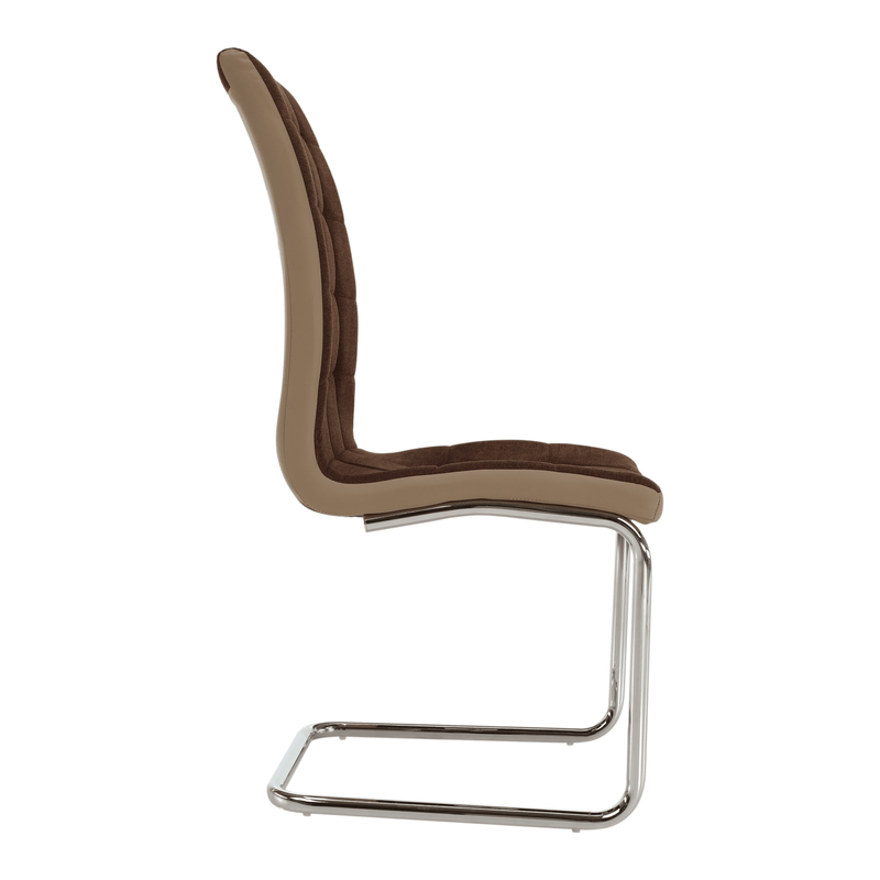 Casa si Gradina - Mobilier - Scaune si fotolii - Scaune - Scaun bucatarie, material textil maro/piele ecologica bej/crom, SALOMA NEW - Infinity.ro