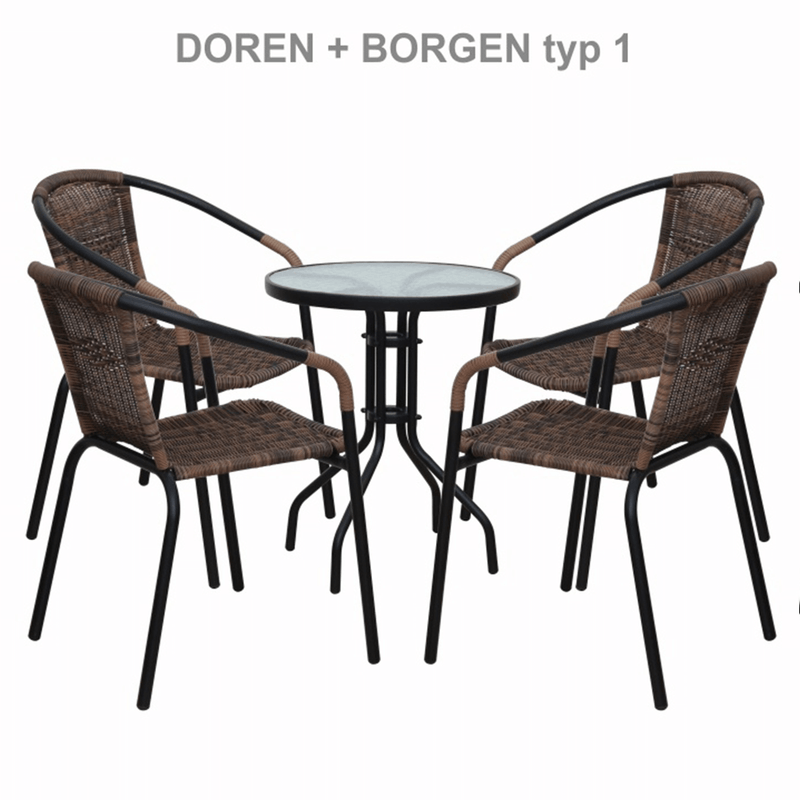 Casa si Gradina - Gradina si terasa - Mobilier exterior - Mese gradina - Masa gradina, otel negru/sticla securizata, BORGEN TYP 2 - Infinity.ro