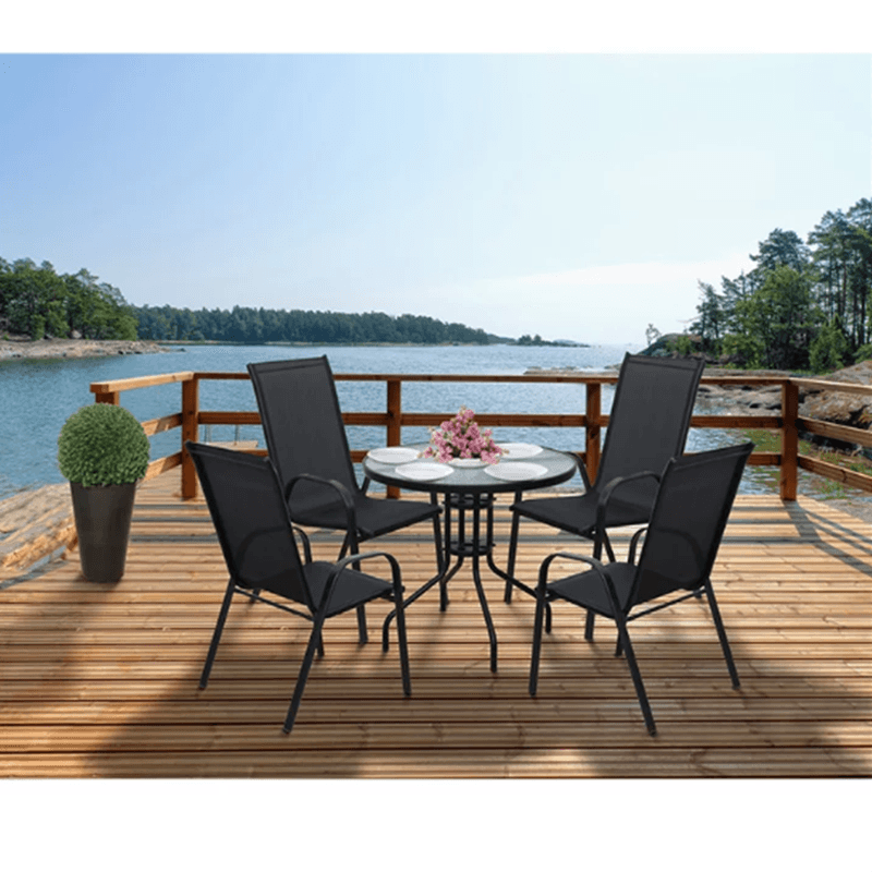 Casa si Gradina - Gradina si terasa - Mobilier exterior - Mese gradina - Masa gradina, otel negru/sticla securizata, BORGEN TYP 2 - Infinity.ro