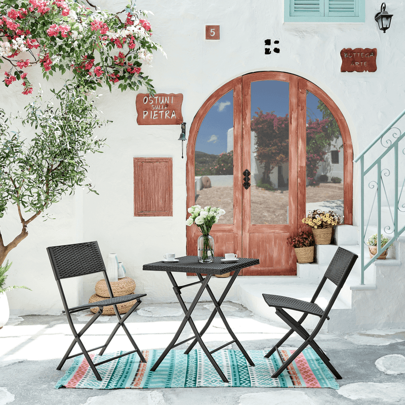 Casa si Gradina - Gradina si terasa - Mobilier exterior - Seturi mobila gradina - Set ratan de gradina 1+2, negru, FARUK - Infinity.ro