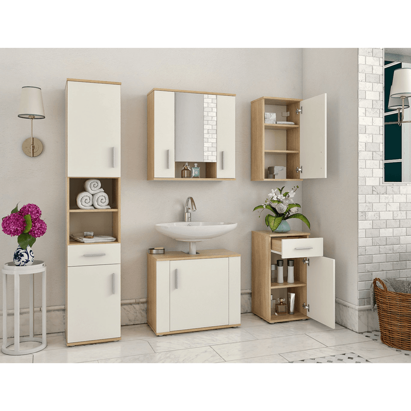 Casa si Gradina - Mobilier - Dulapuri si sifoniere - Dulapuri - Dulap inalt, stejar sonoma/ alb mat, LESSY NEW 05 - Infinity.ro