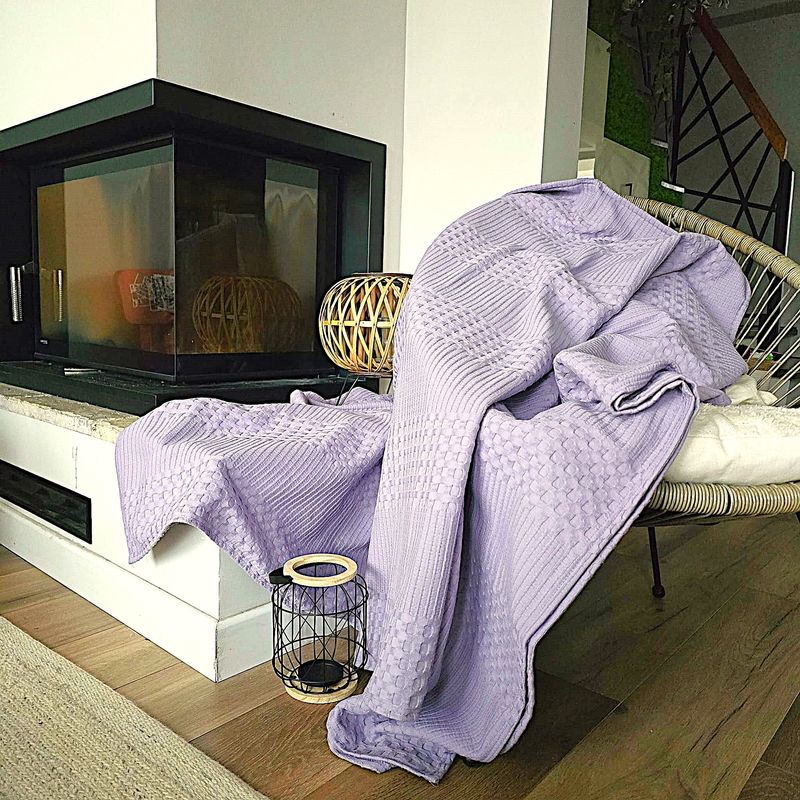 Casa si Gradina - Textile si covoare - Pături și cuverturi - Cuverturi - Cuvertura Kotonia Home - Waffle, 220x240 cm, 100% bumbac - lila - Infinity.ro