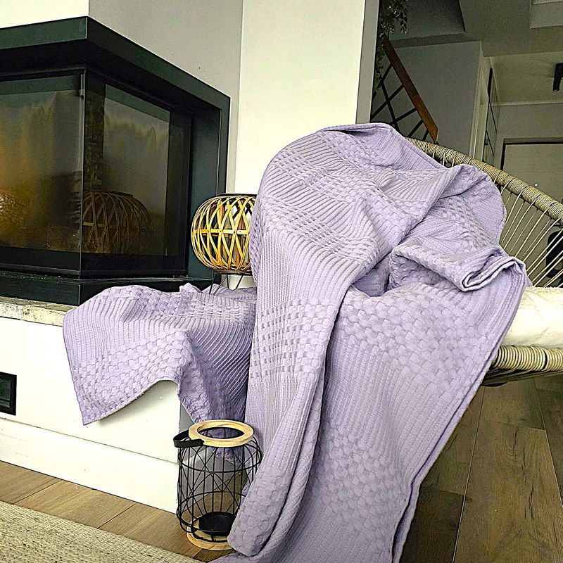 Casa si Gradina - Textile si covoare - Pături și cuverturi - Cuverturi - Cuvertura Kotonia Home - Waffle, 220x240 cm, 100% bumbac - lila - Infinity.ro