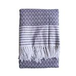 Casa si Gradina - Textile si covoare - Pături și cuverturi - Cuverturi - Cuvertura Old Fashion pentru pat dublu, dimensiunea 220x240 cm, 100% bumbac, zig-zag, gri cu franjuri - 24 - Infinity.ro