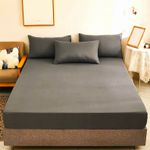 Casa si Gradina - Textile si covoare - Lenjerii de pat - Cearceafuri de pat - Husa pat Kotonia Home, bumbac ranforce, elastic, gri antracit, 180x200+25 cm - Infinity.ro