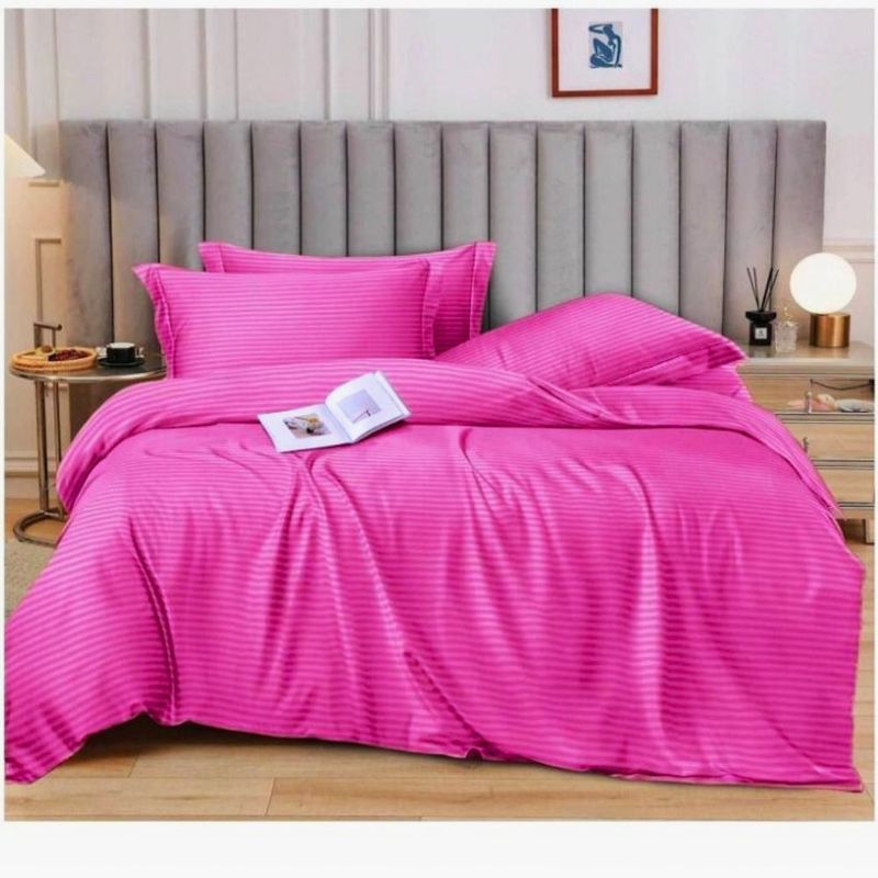 Casa si Gradina - Textile si covoare - Lenjerii de pat - Fete de perna - Set 2 fete de perna Kotonia Home Deco - Damasc Saten - 100% bumbac, dimensiune dungi 1 cm, 50x70 cm, Magenta - Infinity.ro