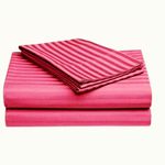Casa si Gradina - Textile si covoare - Lenjerii de pat - Cearceafuri de pat - Cearceaf de pat Kotonia Home Deco, 100% bumbac, Damasc Saten, dimensiune dungi 1 cm, 150x240 cm, Magenta - Infinity.ro