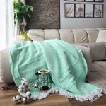 Casa si Gradina - Textile si covoare - Pături și cuverturi - Cuverturi - Cuvertura Old Fashion pentru pat dublu, dimensiunea 220x240 cm, 100% bumbac, zig-zag, verde kiwi cu franjuri - 26 - Infinity.ro
