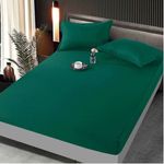 Casa si Gradina - Textile si covoare - Lenjerii de pat - Cearceafuri de pat - Husa de pat cu elastic Kotonia Home Deco, 100% bumbac, Damasc Saten, dimensiune dungi 1 cm, 160x200+20 cm, verde smarald - Infinity.ro