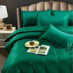 Casa si Gradina - Textile si covoare - Lenjerii de pat - Fete de perna - Set 2 fete de perna Kotonia Home Deco - Damasc Saten - 100% bumbac, dimensiune dungi 1 cm, 50x70 cm, verde smarald - Infinity.ro