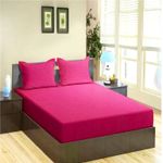 Casa si Gradina - Textile si covoare - Lenjerii de pat - Cearceafuri de pat - Husa de pat cu elastic Kotonia Home, Damasc Saten, 100% bumbac, Magenta, 180x200+25 cm - Infinity.ro