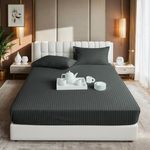 Casa si Gradina - Textile si covoare - Lenjerii de pat - Cearceafuri de pat - Husa de pat cu elastic Kotonia Home, Damasc Saten, Gri antracit, 160x200+20 cm - Infinity.ro