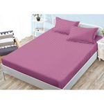 Casa si Gradina - Textile si covoare - Lenjerii de pat - Cearceafuri de pat - Husa de pat si 2 fete de perna, cu elastic, Sonia-Home, Damasc, 1 persoana, Uni, 140x200cm, Plamaniu - Infinity.ro